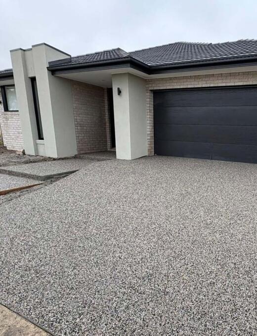 Exposed aggregate concrete driveway in Wallan