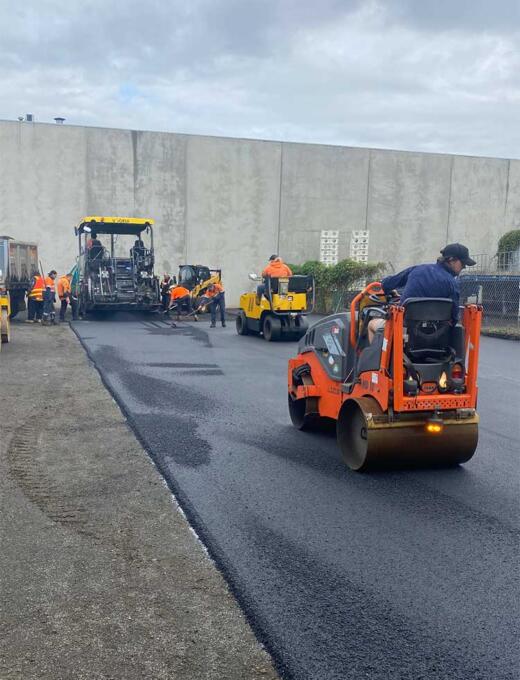 Asphalt car park under construction in Melbourne